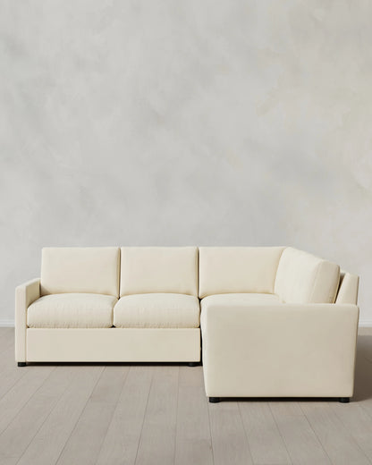 Brennan L Sectional in Performance Velvet - 99x99 / Taupe
