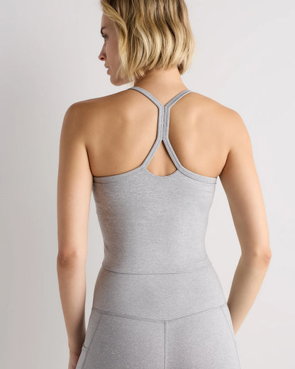 Ultra-Soft Y-Back Cropped Bra Tank - XS / Heather Black