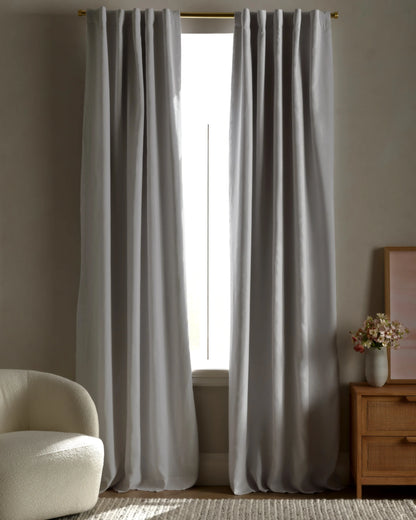 European Linen True Blackout Curtain - Single Panel - 48x84 / White