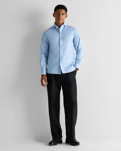 Organic Cotton Stretch Poplin Dress Shirt - S / White/Navy Minigrid