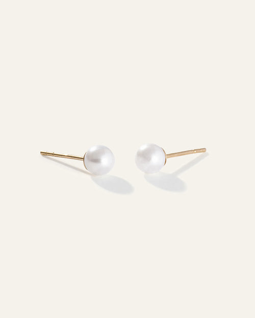 14K Gold Freshwater Cultured Pearl Studs - One Size / Yellow Gold