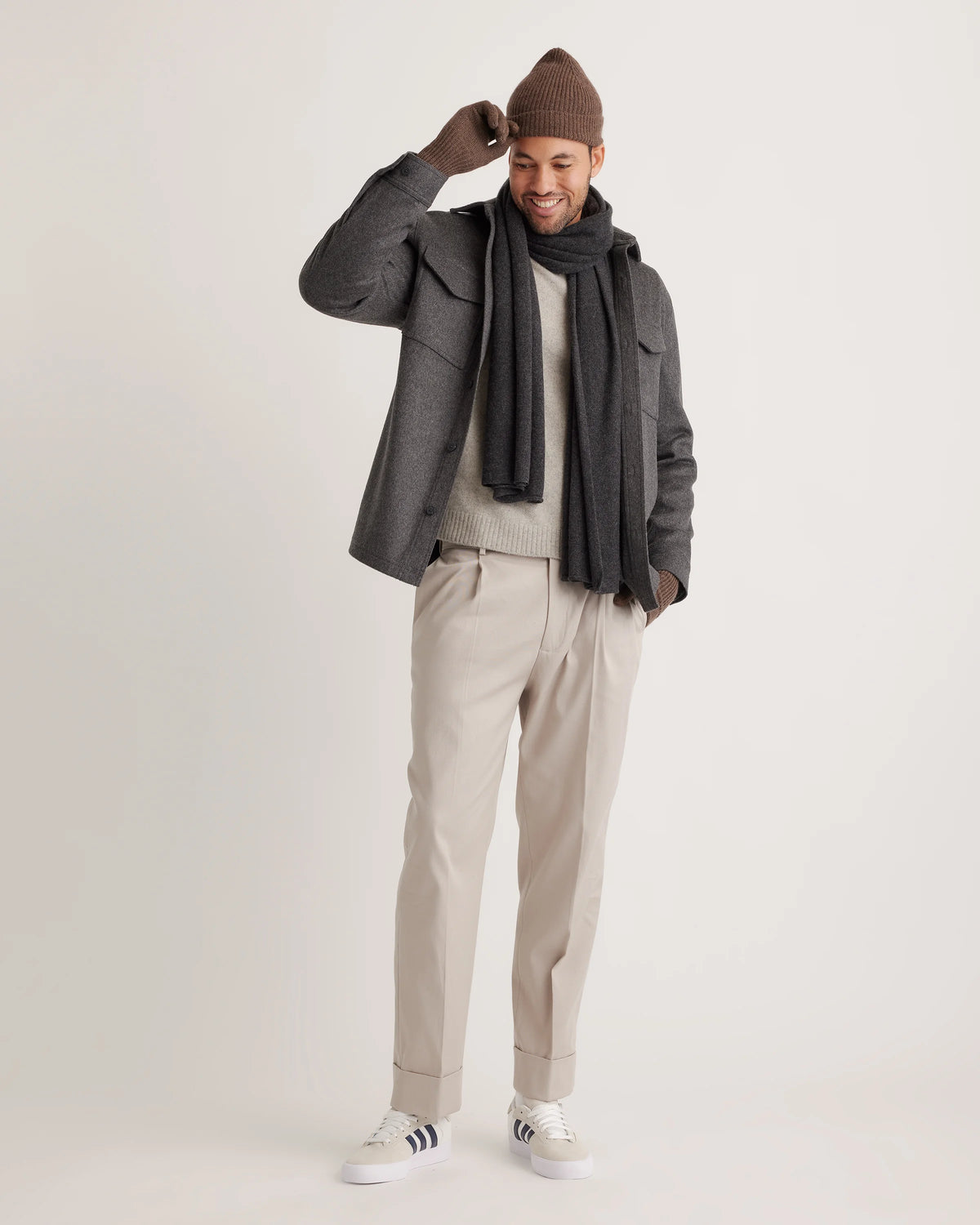 Mongolian Cashmere Ribbed Beanie - XS/S / Heather Charcoal