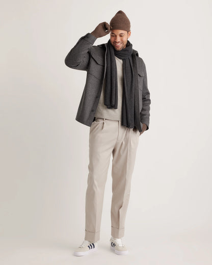 Mongolian Cashmere Ribbed Beanie - XS/S / Heather Charcoal