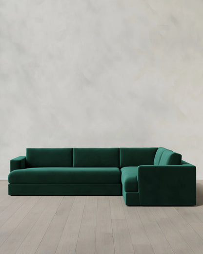 Sierra Curved Arm L Sectional in Performance Velvet - Right Arm / Sable