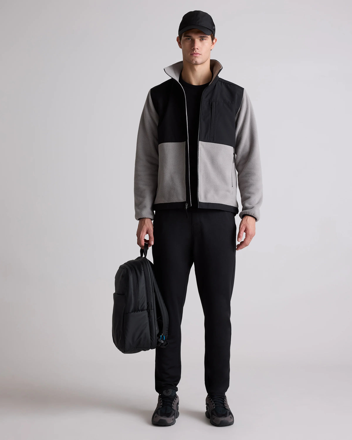Polar Fleece Full-Zip Jacket - S / Gravel/Bold Black