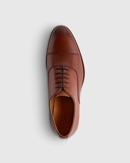 Italian Leather Cap Toe Oxford - 7 / Cognac