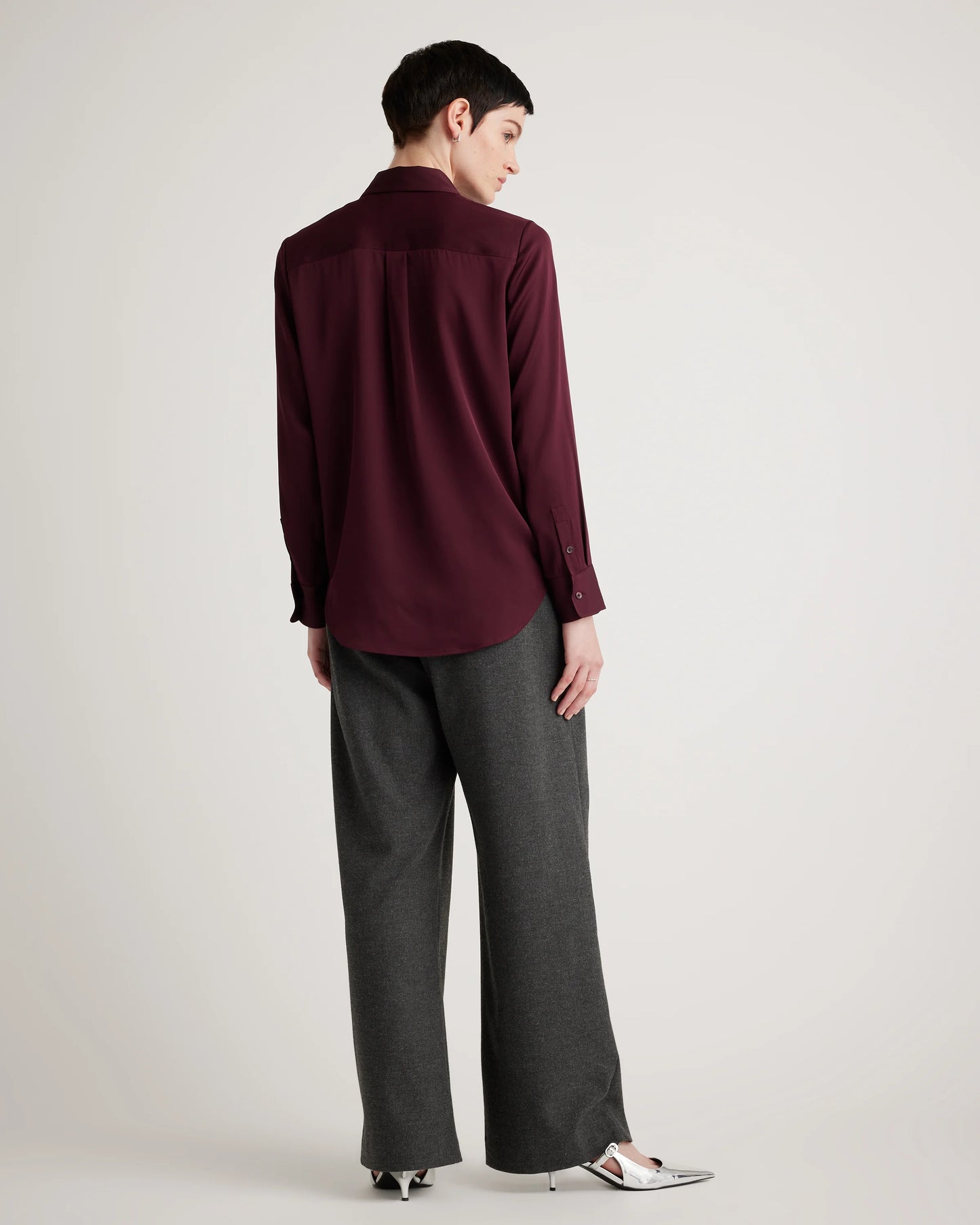 Washable Stretch Silk Blouse - XS / Moonstone Blue