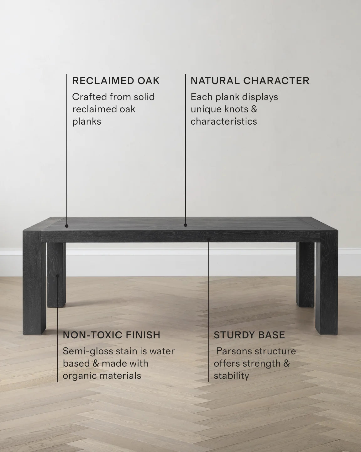 Reclaimed Oak Parsons Dining Table - One Size / Weathered Oak