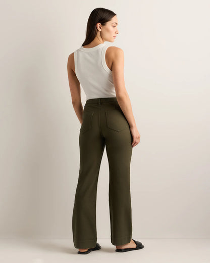 French Terry Wide Leg Pants - 0 / Bayberry Olive