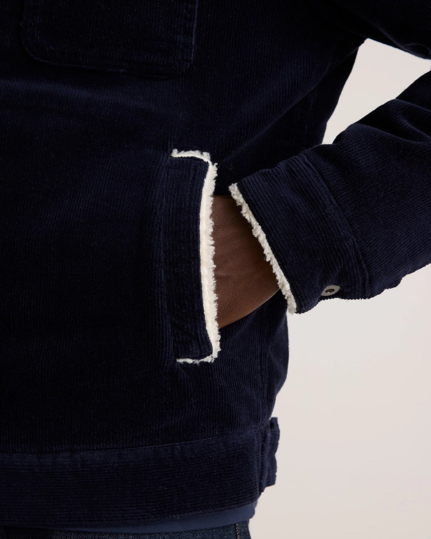 Organic Stretch Corduroy Sherpa-Lined Trucker Jacket - S / Espresso
