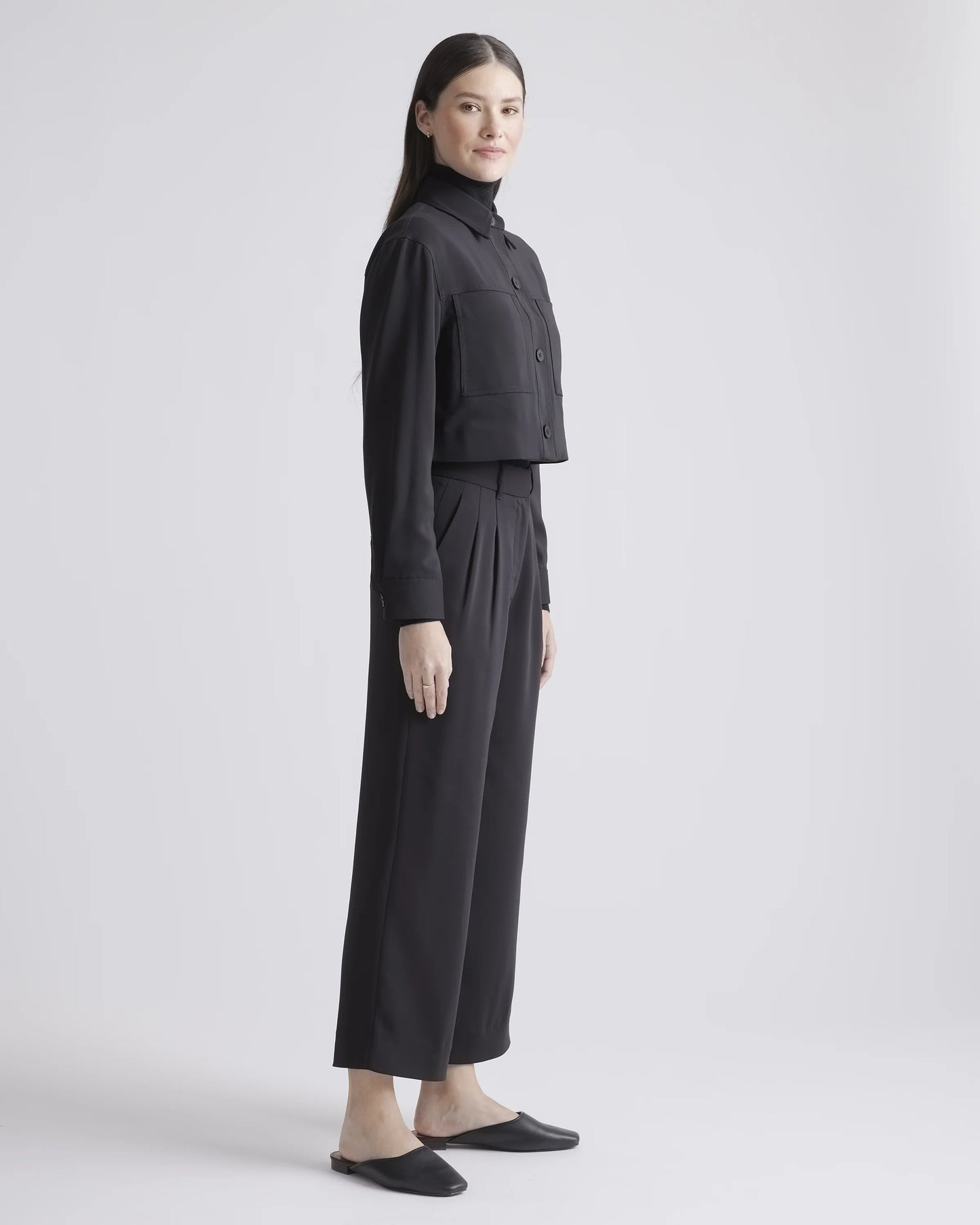 Stretch Crepe Cropped Jacket - XS / Morel