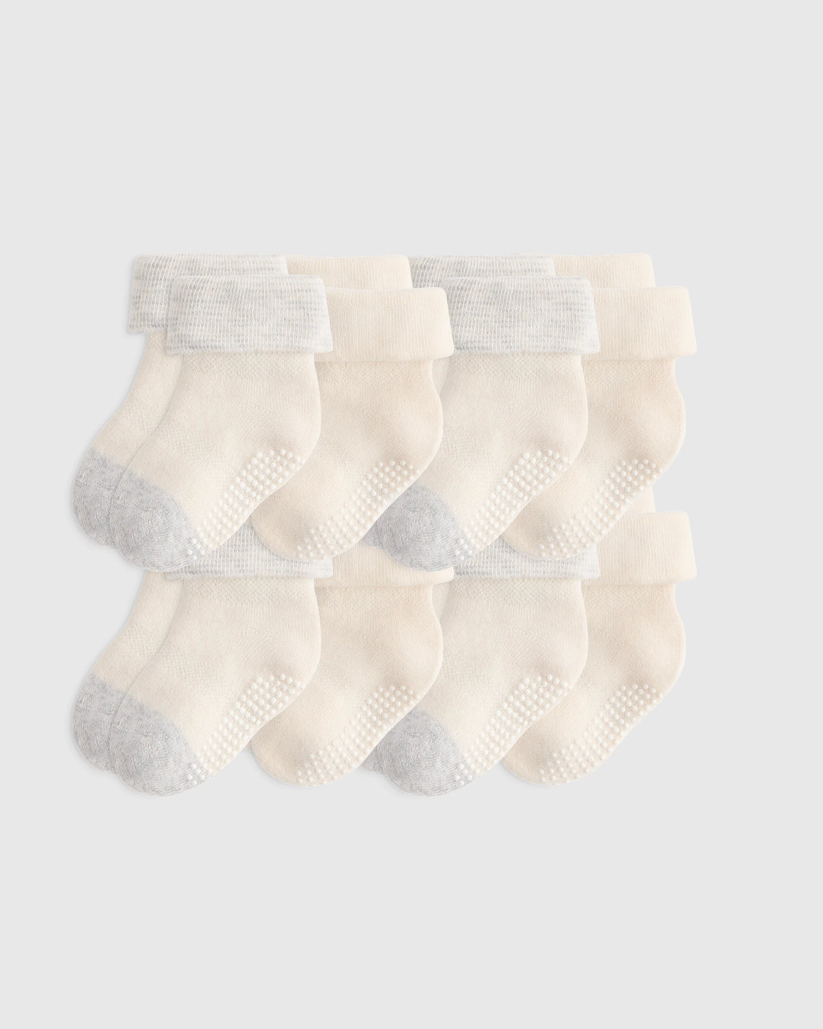 Organic Cotton Gripper Fold Over Socks 8-Pack - One Size / Blue Multi
