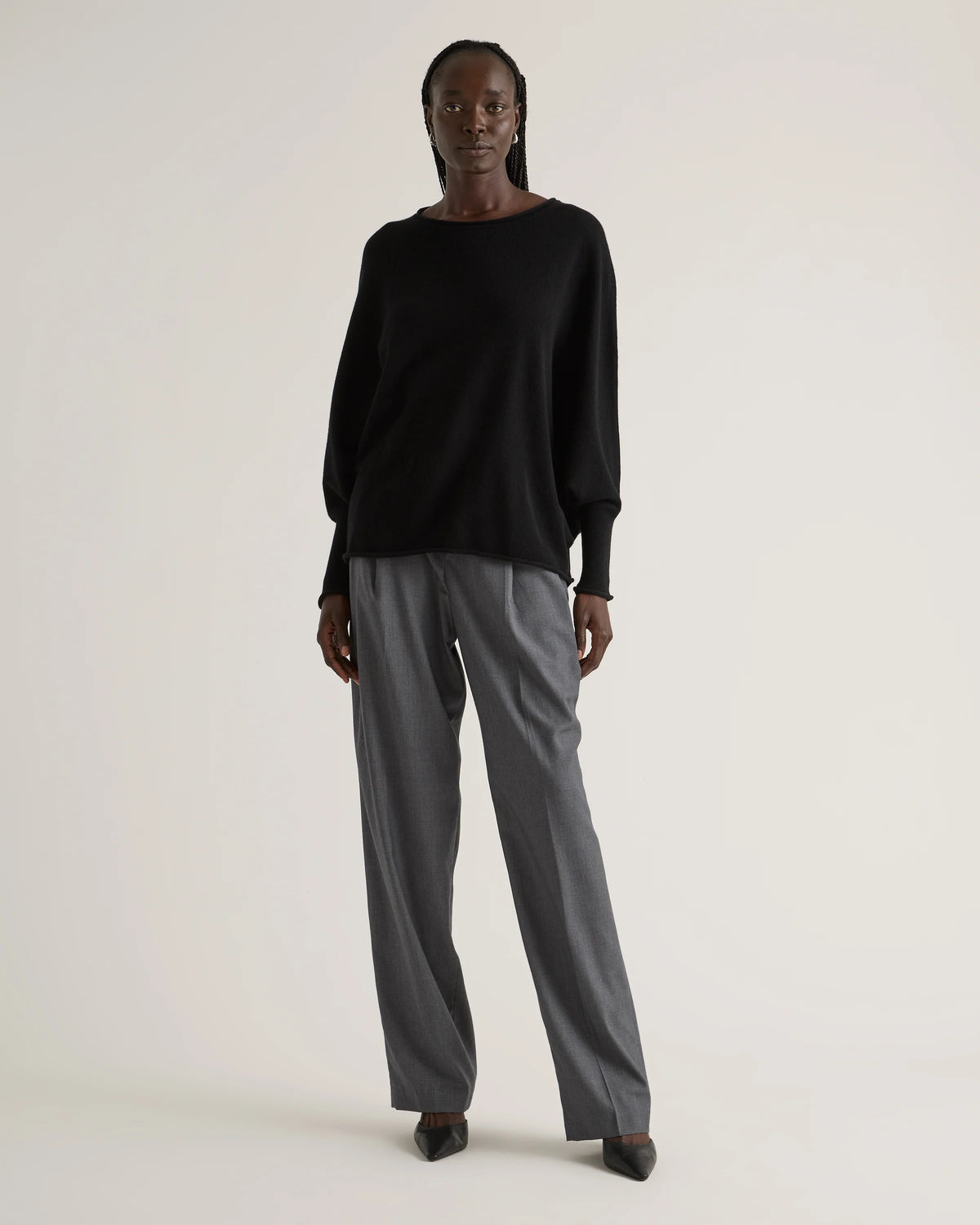 Mongolian Cashmere Batwing Sweater - S/M / Black