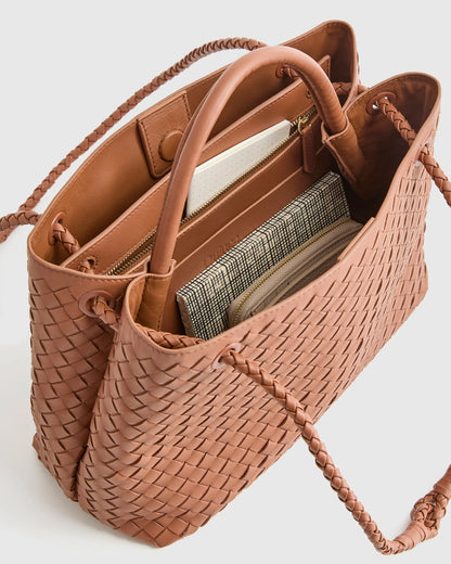 Romy Handwoven Satchel - One Size / Cognac