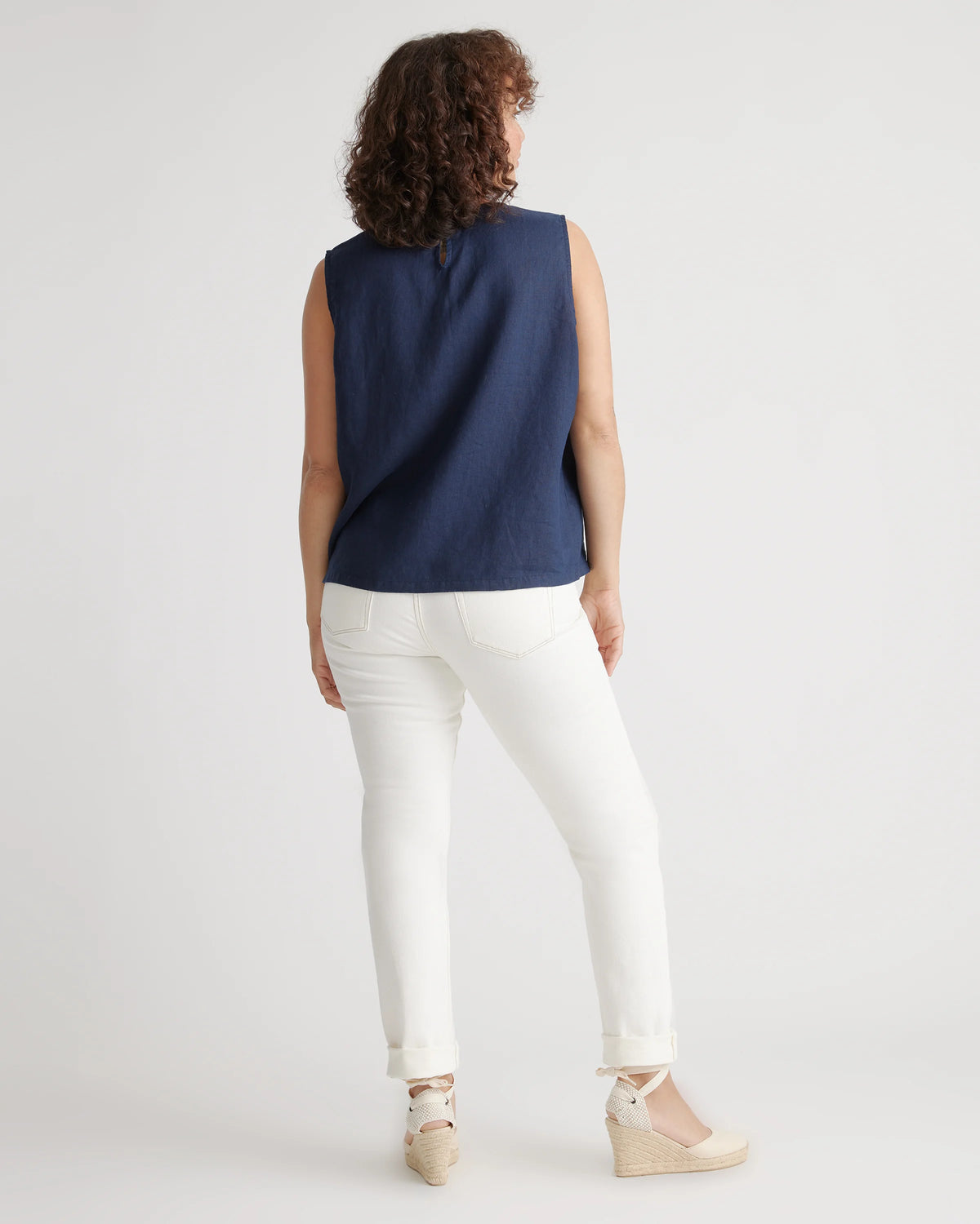 100% European Linen Tank - XS / Black