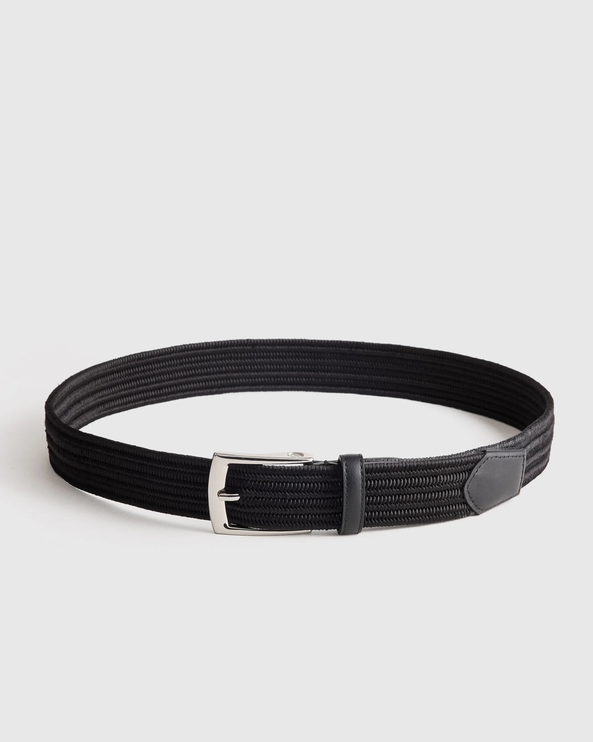 James Woven Stretch Belt - 30 / Black