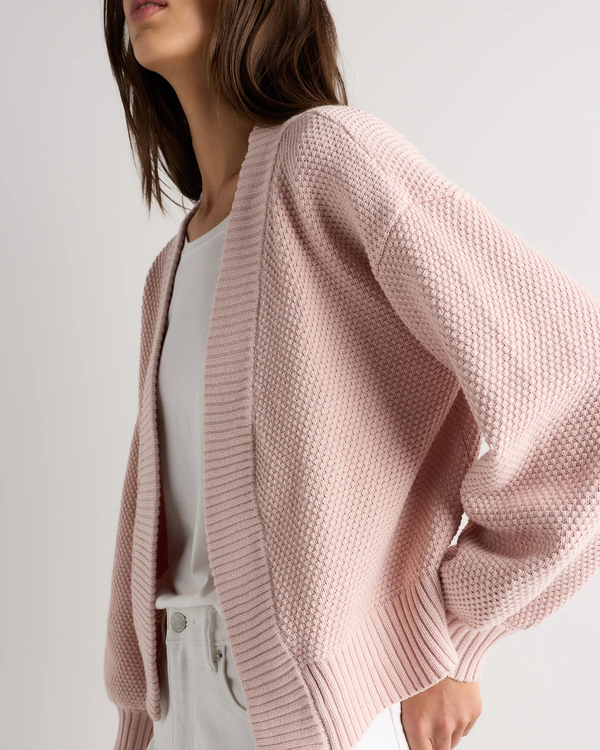 100% Organic Cotton Waffle Stitch Open Cardigan - XS / Sky Blue