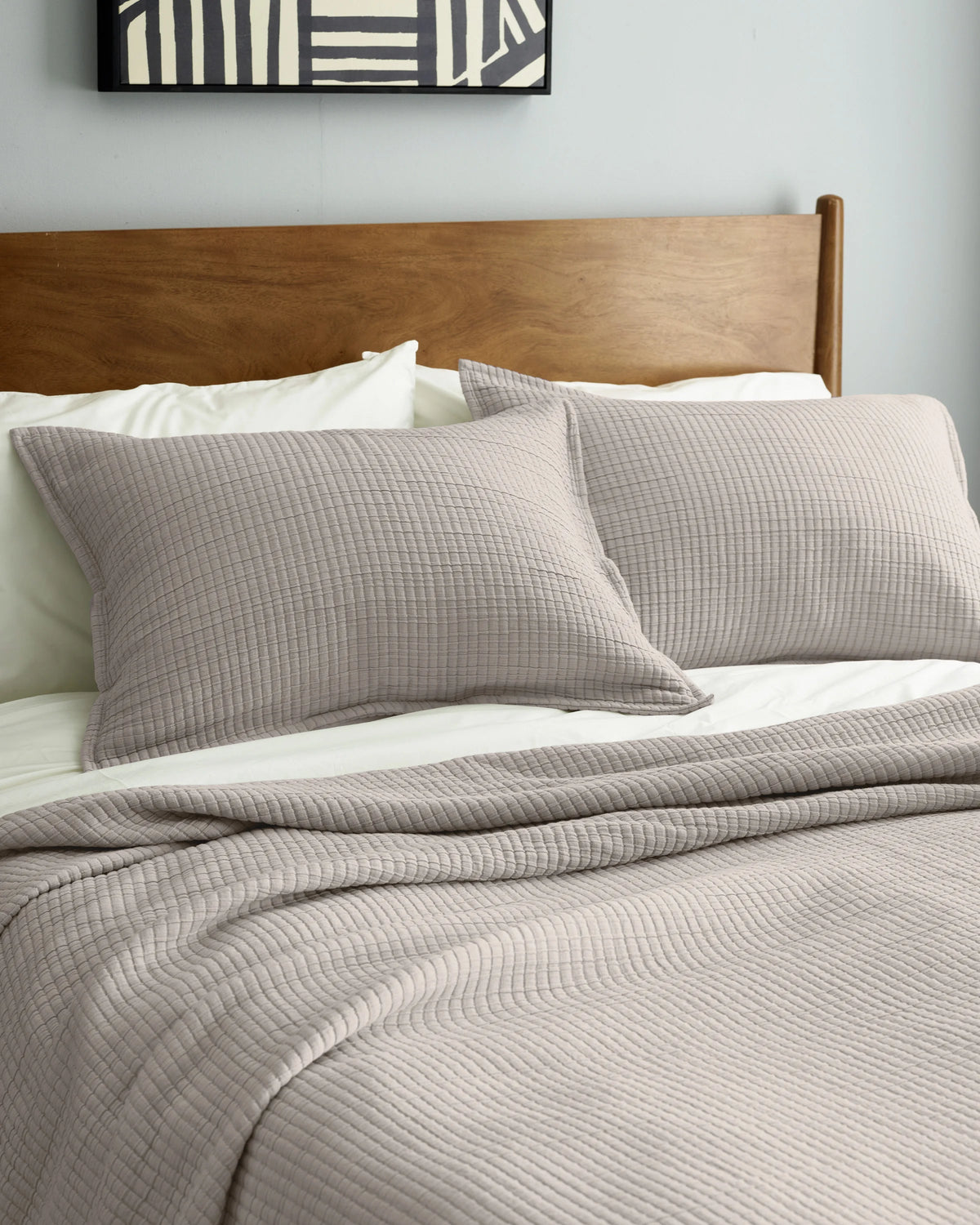 Organic Ribbed Cotton Shams - Standard / Toffee