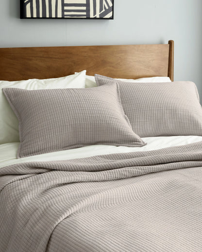Organic Ribbed Cotton Shams - Standard / Toffee