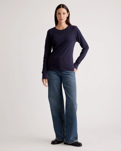 100% Organic Cotton Slub Long Sleeve Tee - XS / Smoked Thyme Green