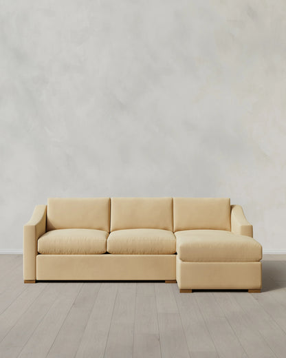 Hollis Slope Arm Chaise Sectional in Performance Velvet - 104" Right Arm / Spruce