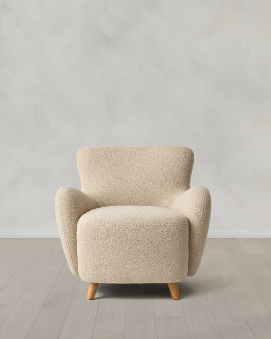 Teddy Boucle Petite Wingback Accent Chair - One Size / Oatmeal