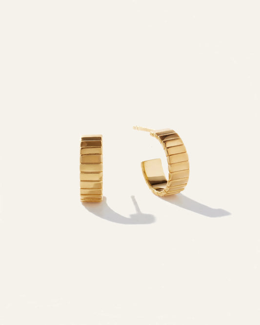 Ridge Half Huggie Hoops - One Size / Gold Vermeil