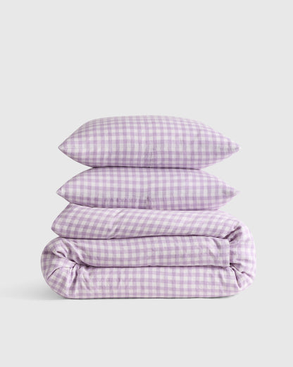 European Linen Duvet Cover Set - Twin / Peach