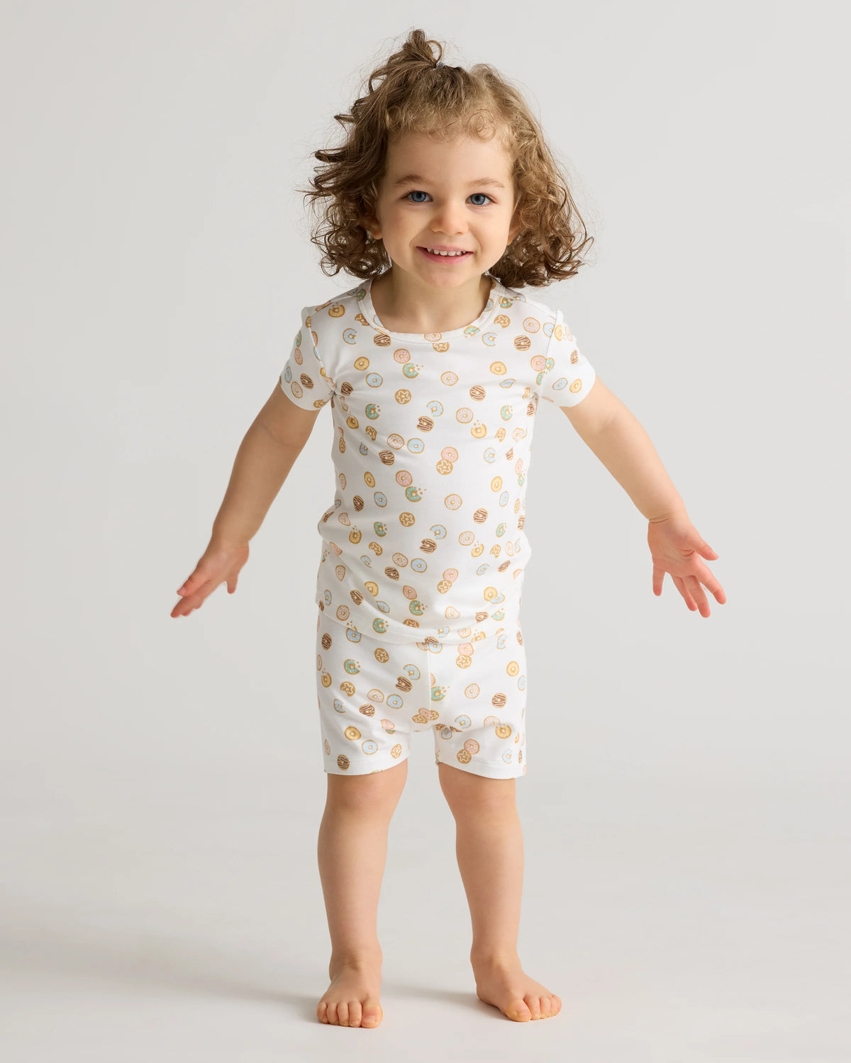 Bamboo Short Sleeve and Shorts Pajama Set - 12-18M / Lavender Hearts