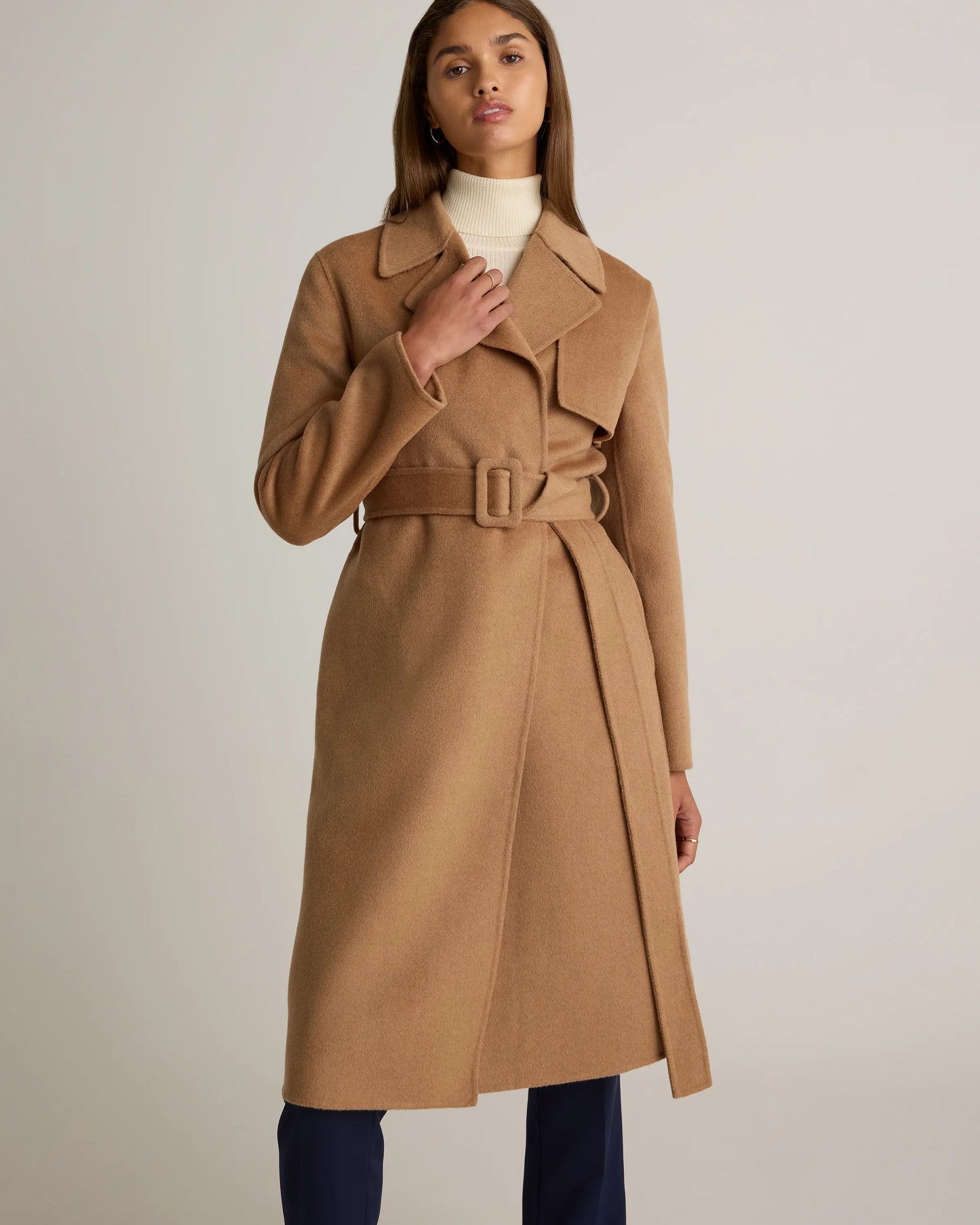 Double-Faced Merino Wool Trench Coat - XS / Caramel
