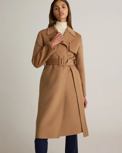 Double-Faced Merino Wool Trench Coat - XS / Caramel