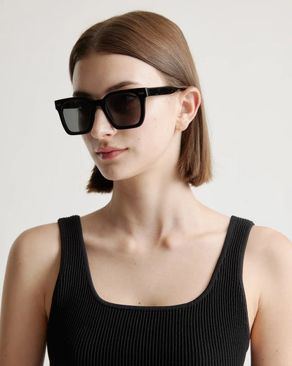 Riley Polarized Acetate Sunglasses - One Size / White Tortoise with Grey Lens