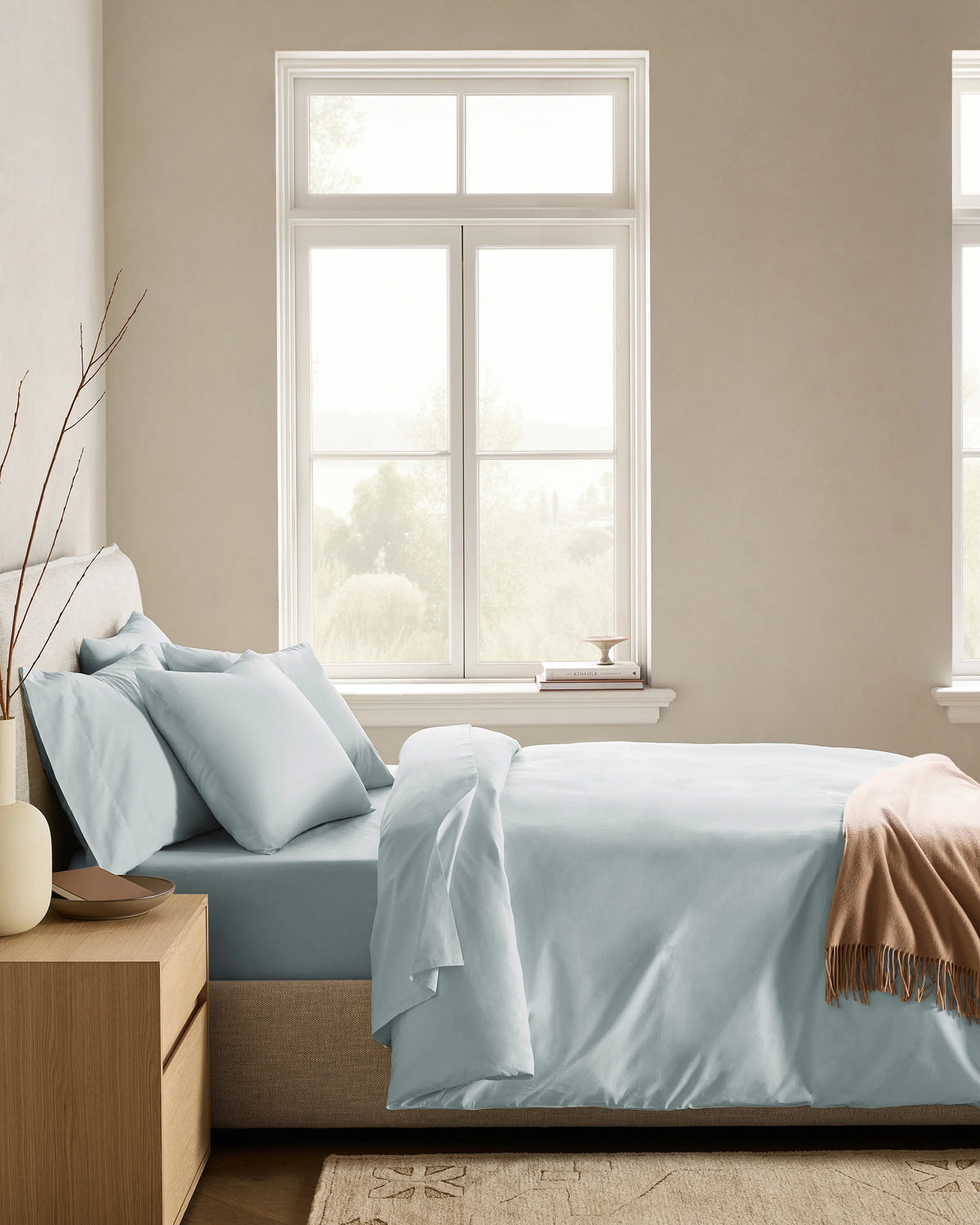 Organic Crisp Percale Deluxe Bedding Bundle - Twin / White