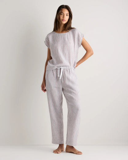 100% European Linen Pajama Set - XS / French Blue