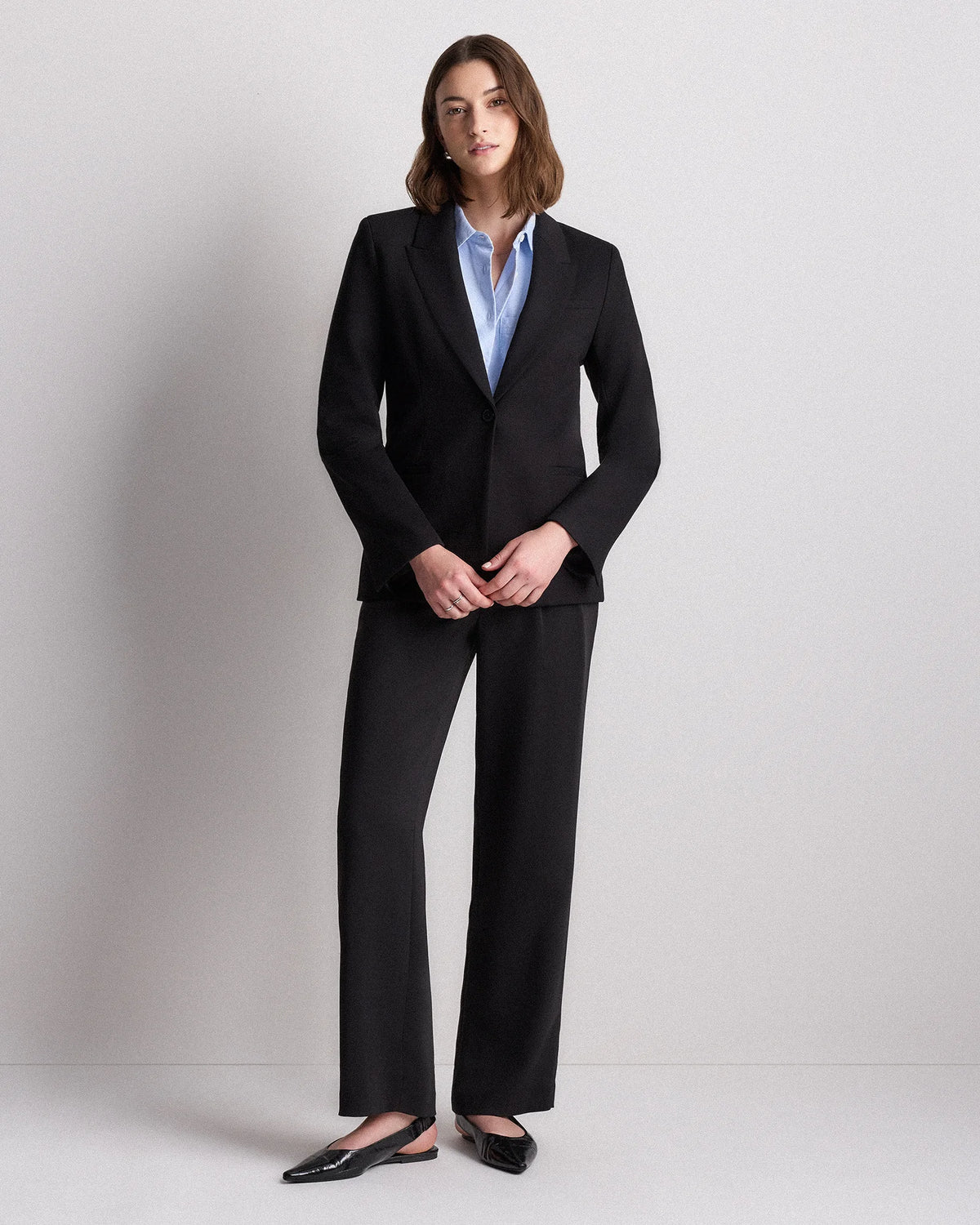 Ultra-Stretch Ponte Single-Breasted Blazer - XS / Espresso