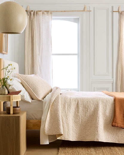 Organic Cotton Hand Stitched Quilt - Twin / Stone
