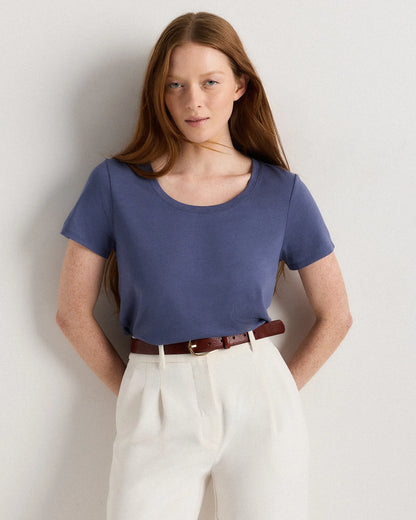 Cotton Modal Scoop Neck Tee - XS / Navy