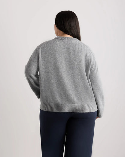 Mongolian Cashmere Oversized Crewneck Sweater - 1X / Oatmeal
