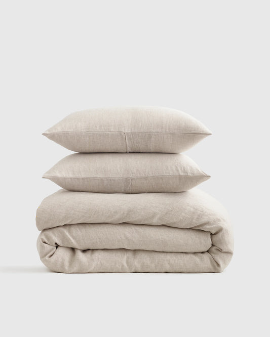 European Linen Chambray Duvet Cover Set - Twin / Natural