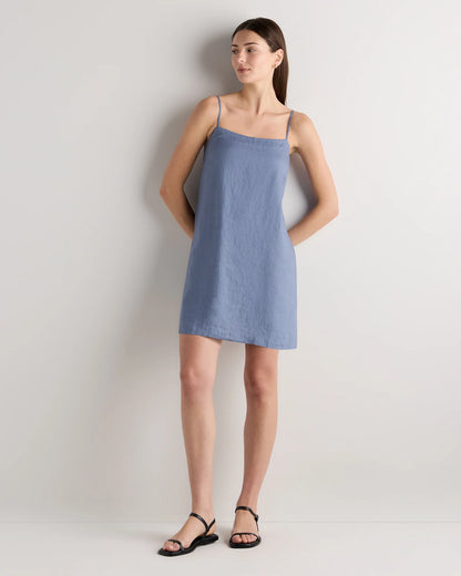 100% European Linen Mini Skort Dress - XS / Moonstone Blue