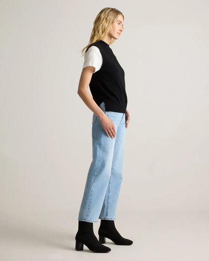 Mongolian Cashmere Mock Neck Sweater Vest - XS / Oatmeal