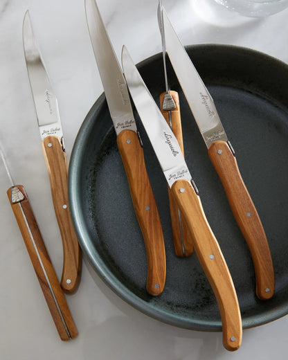 Jean Dubost Laguiole Olivewood Steak Knives (Set of 6) - One Size / No Color