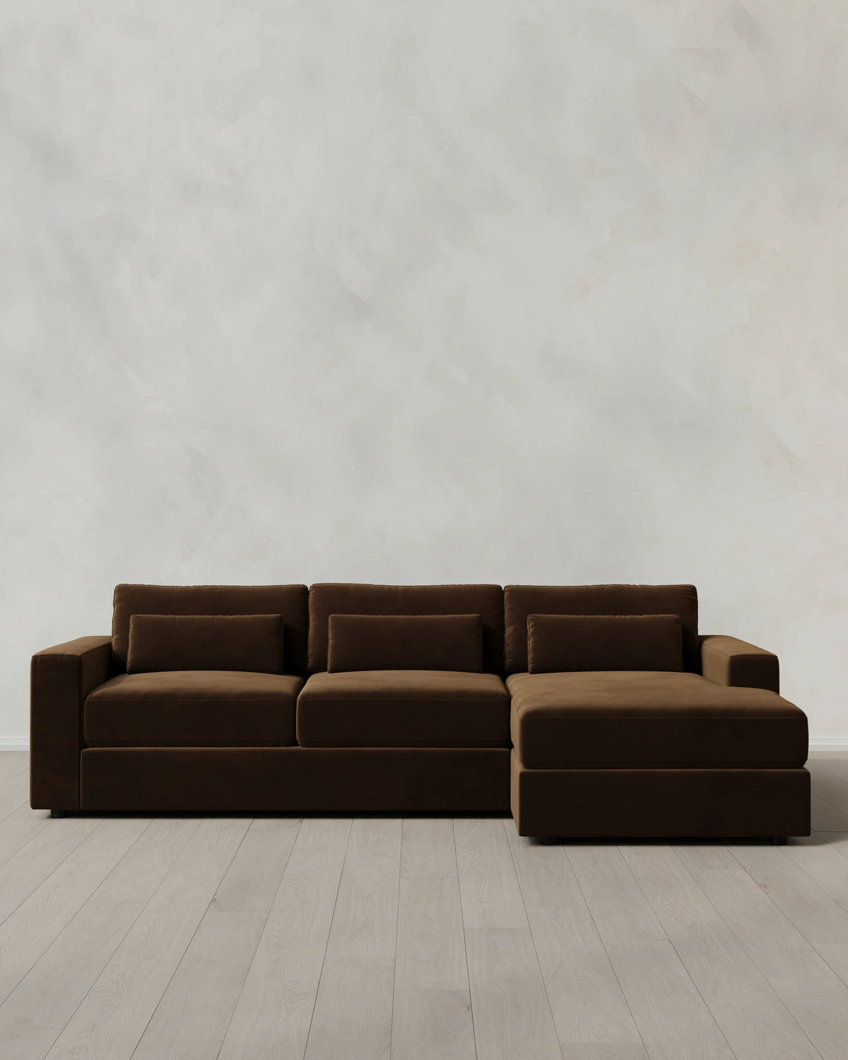 Ashford Deep Seat Chaise Sectional in Performance Velvet - 119" Right Arm / Rust
