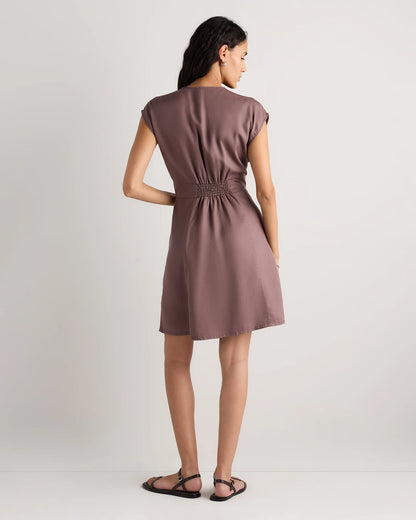 Vintage Wash Tencel Button Front Dress - XS / Taupe Brown