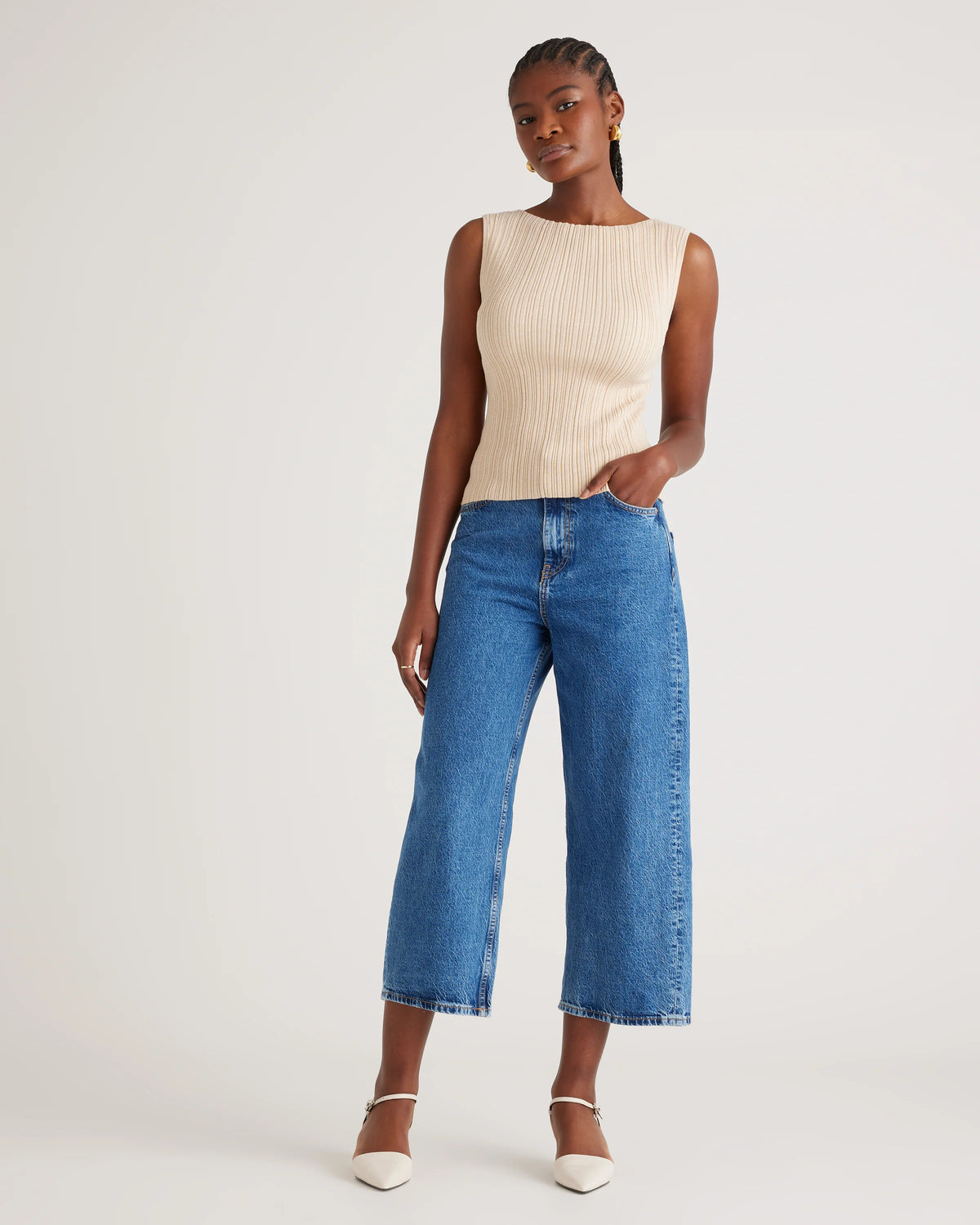 Cotton Cashmere Ribbed Tank - XS / Heather Oatmeal