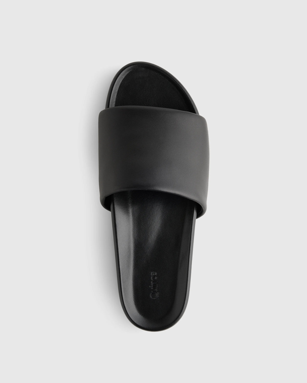 Italian Leather Platform Slide Sandal - 5 / Black