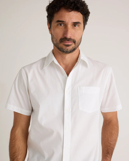 Organic Cotton Stretch Poplin Short Sleeve Shirt - S / Light Blue