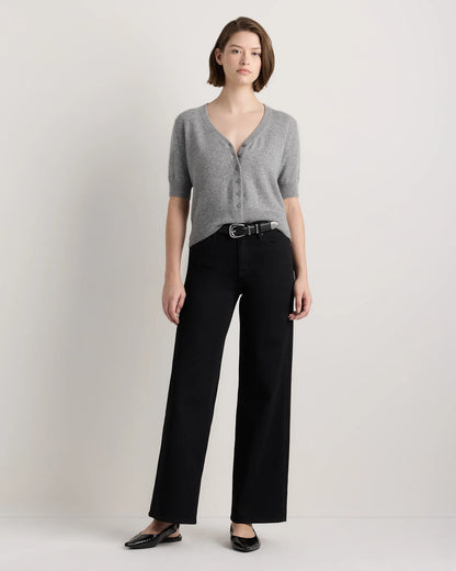Mongolian Cashmere Short Sleeve Cardigan - XS / Oatmeal