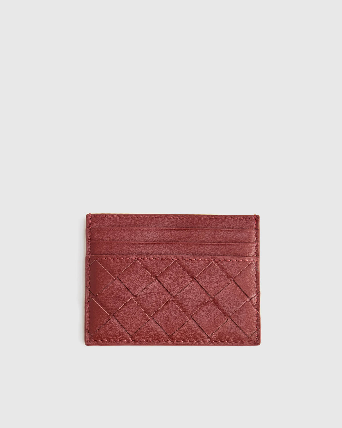 Italian Handwoven Leather Small Card Case - One Size / Cognac