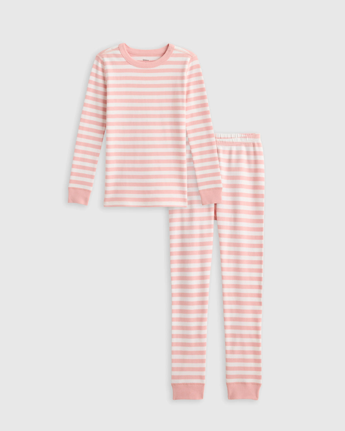 100% Organic Cotton Long Sleeve and Pant Pajama Set - 6 / Navy Stripe